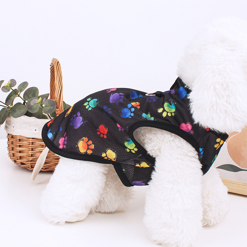 Vestă pentru câini de vară Tricou subțire respirabil cu imprimeu de amprentă pentru câini de talie mică, mijlocie, vestă Chihuahua Yorkshire, haine pentru animale de companie