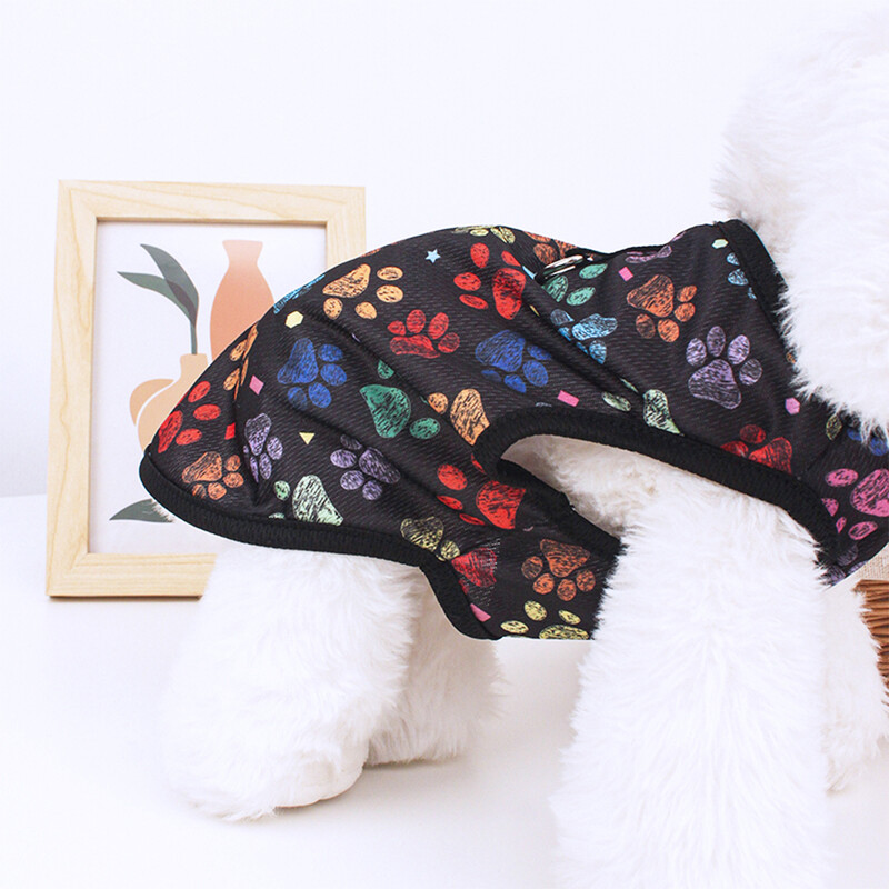 Vestă pentru câini de vară Tricou subțire respirabil cu imprimeu de amprentă pentru câini de talie mică, mijlocie, vestă Chihuahua Yorkshire, haine pentru animale de companie