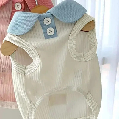 Tricou pentru câini de vară, respirabil, vestă pentru câini cu rever subțire, pentru câini de talie mică, mijlocie, pisici, haine ocazionale pentru animale de companie, costum chihuahua bichon