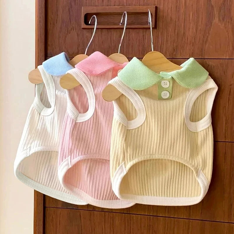 Tricou pentru câini de vară, respirabil, vestă pentru câini cu rever subțire, pentru câini de talie mică, mijlocie, pisici, haine ocazionale pentru animale de companie, costum chihuahua bichon