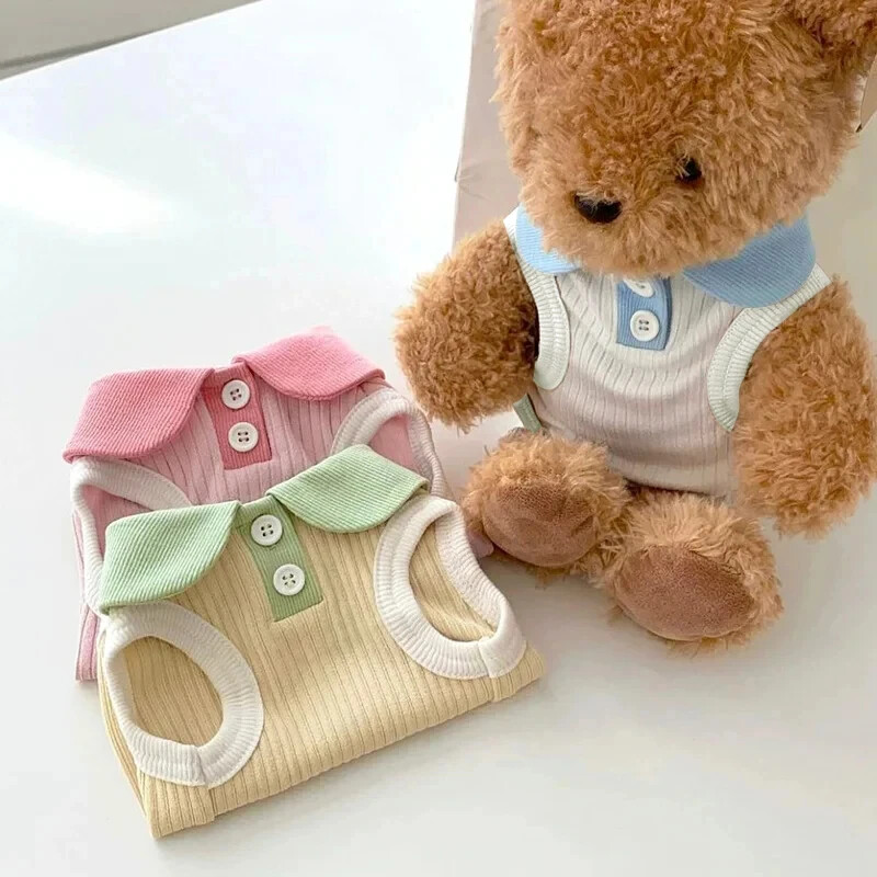 Tricou pentru câini de vară, respirabil, vestă pentru câini cu rever subțire, pentru câini de talie mică, mijlocie, pisici, haine ocazionale pentru animale de companie, costum chihuahua bichon