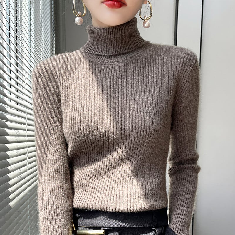 Sieviešu rudens ziemas jauns džemperis ar augstu apkakli nevar atļauties valkāt mēteli Slim Fit, biezināts iekšējais vilnas krekls ar apakšu sievietēm