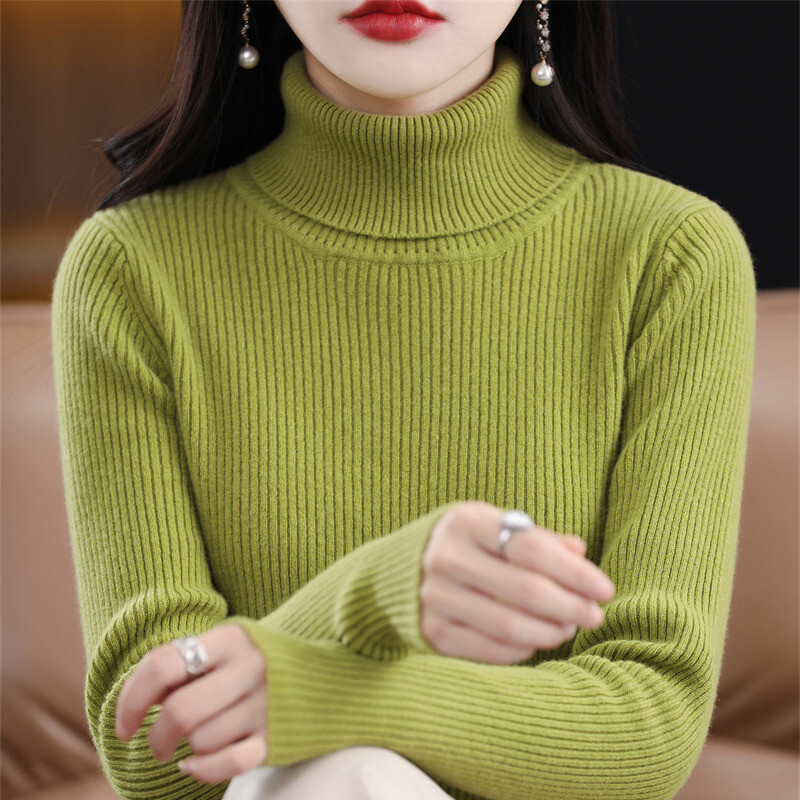 Sieviešu rudens ziemas jauns džemperis ar augstu apkakli nevar atļauties valkāt mēteli Slim Fit, biezināts iekšējais vilnas krekls ar apakšu sievietēm