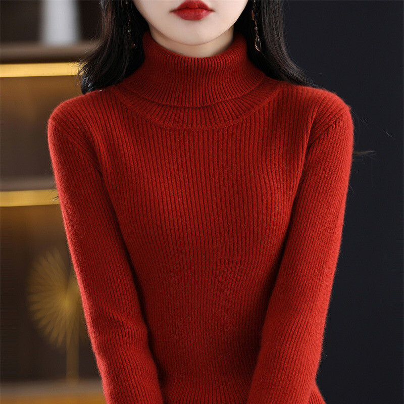 Sieviešu rudens ziemas jauns džemperis ar augstu apkakli nevar atļauties valkāt mēteli Slim Fit, biezināts iekšējais vilnas krekls ar apakšu sievietēm
