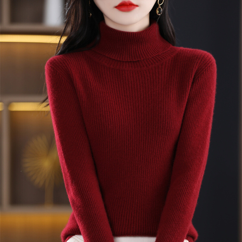 Sieviešu rudens ziemas jauns džemperis ar augstu apkakli nevar atļauties valkāt mēteli Slim Fit, biezināts iekšējais vilnas krekls ar apakšu sievietēm