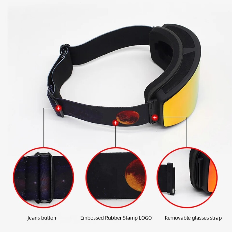 Vyriški Moteriški slidinėjimo akiniai Dviejų sluoksnių nerasojantys HD sniego slidinėjimo akiniai Profesionalūs snieglenčių akiniai Akiniai nuo vėjo