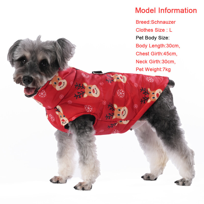 Kalėdiniai šunų drabužiai mažiems ir vidutiniams šunims Striukė šuniuko paltai su D žiedu užtrauktuku katės liemenė žiemai šilti augintinio kostiumai, mopso reikmenys