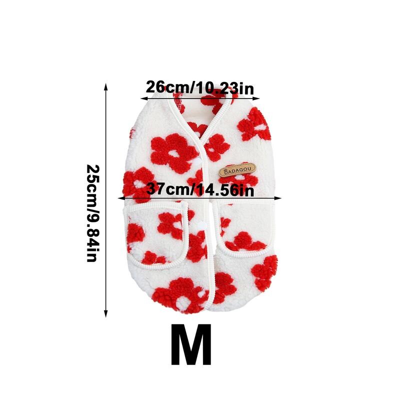 Žieminiai šunų rūbai Pliušiniai atvira nugara šunų drabužiai žiemai Minkšti drabužiai su kišenėmis kasdieniam dėvėjimui lauke Gėlėti