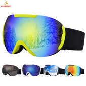 Vyrai Moterys UV400 Anti-ras Dviejų sluoksnių slidinėjimo akiniai lęšiai slidinėjimo kaukė Akiniai slidinėjimas snieglenčių akiniai veidrodžiai poliarizuojantys akiniai