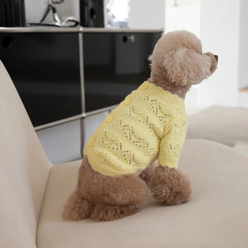 Dulce Toamnă Iarnă Cardigan tricotat pentru animale de companie Moale drăguț Arctic Fleece Câine Pulover Cardigan Haine pentru câini Fusta Îmbrăcăminte pentru cățeluș Palton pentru câine
