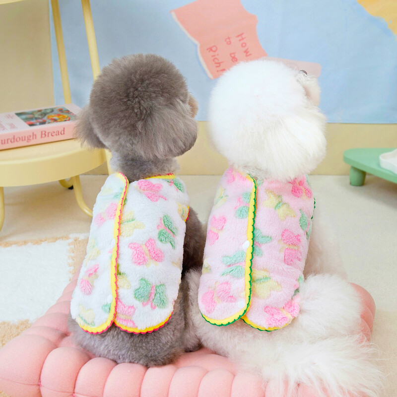 Rudens žiemos šilti šunų gėlių rašto drabužiai mažiems šunims katėms lauke minkšta vilnonė striukė Liemenė augintinio čihuahua jorkiečių kostiumas