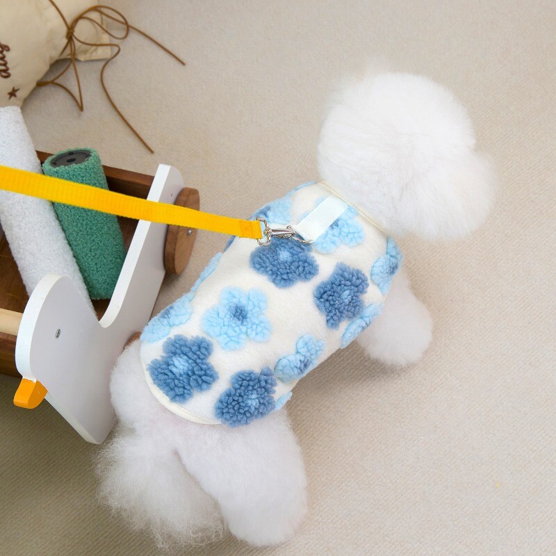 Iarnă caldă floare cățeluș vestă pentru câine vestă tricotată cu flori mici pulover pentru câini mici vânt pisică cu două picioare haine pentru animale de companie costum