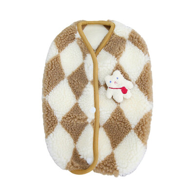 Prsluk za pse od koraljnog runa Dijamantna karirana odjeća za pse za male pse Zimska topla jakna za štene, mačku, kaput za čivavu, kostim za pudlu, yorkija