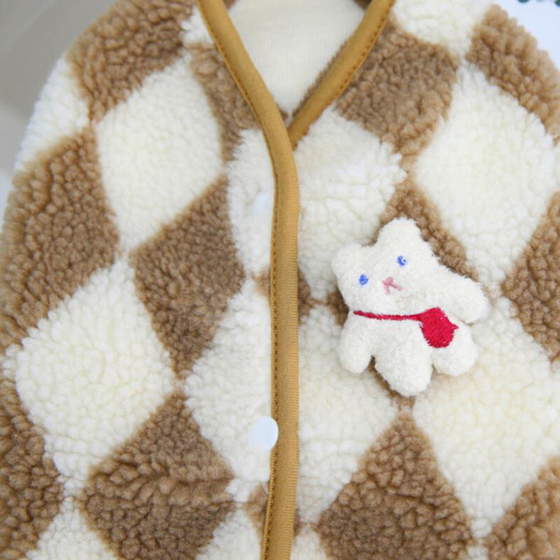 Prsluk za pse od koraljnog runa Dijamantna karirana odjeća za pse za male pse Zimska topla jakna za štene, mačku, kaput za čivavu, kostim za pudlu, yorkija