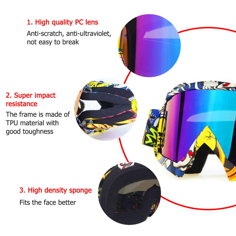 Spalvingi Graffiti Motocross Akiniai Dviračių Lenktynės Slidinėjimo Lauke Sporto Šalmas Akiniai Dviračių Akiniai Motociklų Akiniai