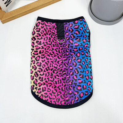 Kutyapulóver kisállat mellény tavaszi nyár színes leopárdmintás Teddy Chihuahua Bomei ősz kis közepes kutya légáteresztő ruhák macskák