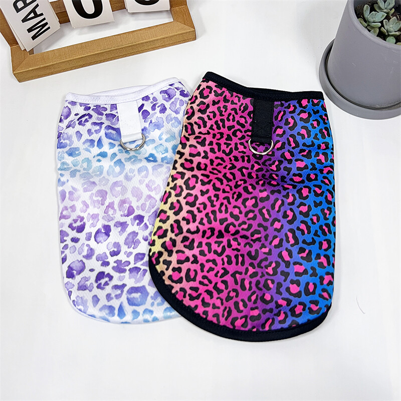 Kutyapulóver kisállat mellény tavaszi nyár színes leopárdmintás Teddy Chihuahua Bomei ősz kis közepes kutya légáteresztő ruhák macskák