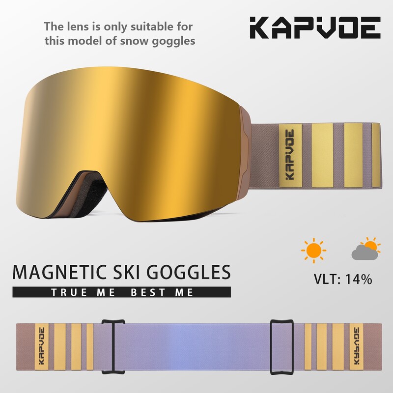 KAPVOE Ochelari de schi Lentila Straturi de adsorbție cu magnet dublu UV400 Anti-aburire Ochelari de schi Lentilă Ochelari de zăpadă pentru snowboard