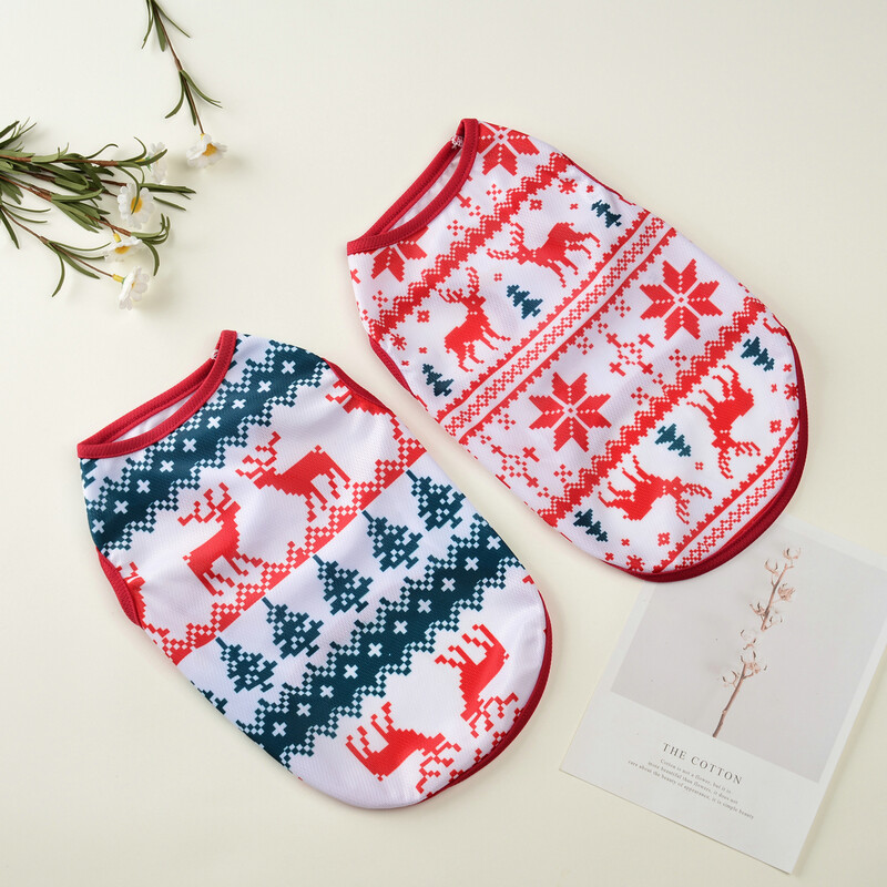 Ziemassvētku kospleja kostīmi maziem un vidējiem suņiem kaķiem, jautrām ballītēm saģērbtiem veste bez piedurknēm Franču čivavas tērpi