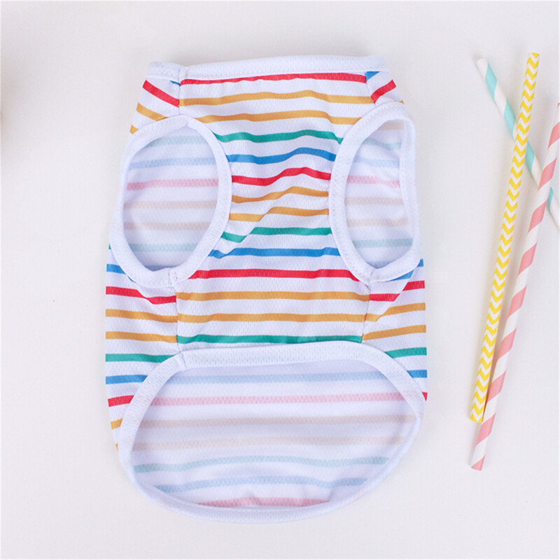 Dryžuota šuniuko liemenė be rankovių Pavasario vasaros drabužiai augintiniams mažiems ir vidutiniams šunims Pomeranijos megztiniai Kačiuko velkami marškinėliai