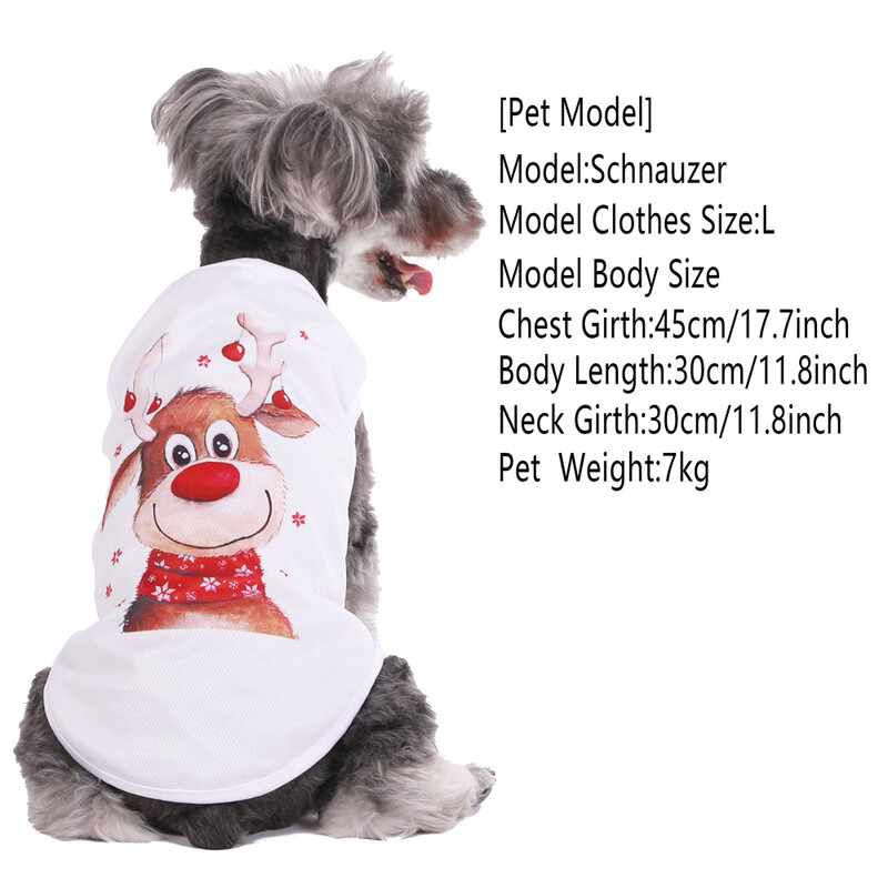 Haine pentru câini Vestă pentru câini de talie mică, mijlocie, pisici, petrecere de iarnă, îmbrăcate de Crăciun, cu imprimeu de căprioare, costume cosplay, haine pentru animale de companie Schnauzer