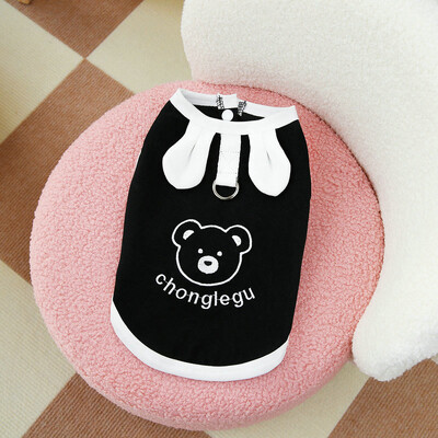 Liemenė šunims Naminių šunų drabužiai 2024 m. mielas meškiuko piešinys vasaros juodai balti šuniuko marškinėliai šunų drabužiai Čihuahua Bichon šunų drabužiai