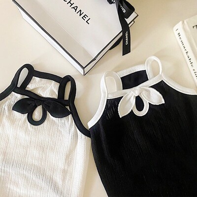 Liemenė šunims Naminių šunų drabužiai 2024 m. mielas meškiuko piešinys vasaros juodai balti šuniuko marškinėliai šunų drabužiai Čihuahua Bichon šunų drabužiai