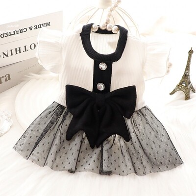 Liemenė šunims Naminių šunų drabužiai 2024 m. mielas meškiuko piešinys vasaros juodai balti šuniuko marškinėliai šunų drabužiai Čihuahua Bichon šunų drabužiai