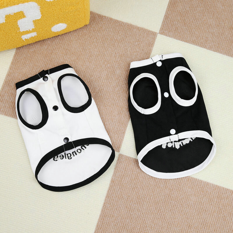 Liemenė šunims Naminių šunų drabužiai 2024 m. mielas meškiuko piešinys vasaros juodai balti šuniuko marškinėliai šunų drabužiai Čihuahua Bichon šunų drabužiai