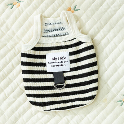 Šuns liemenė šuniuko drabužiai Vasariniai naminių gyvūnėlių drabužiai Medvilniniai meškiukai Spausdinti marškinėliai dryžuoti šuns marškinėliai Čihuahua korėjiečių stiliaus mergaičių šunų kostiumas