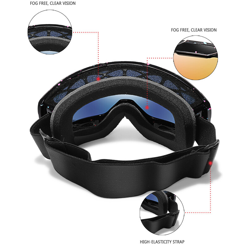 Slidinėjimo dviračių akiniai prekės ženklo dvigubo sluoksnio minkšta medžiaga, nuo raso atspari vėjui atspari sniego motociklo kaukė vyrams Moteriški UV400 apsauginiai akiniai