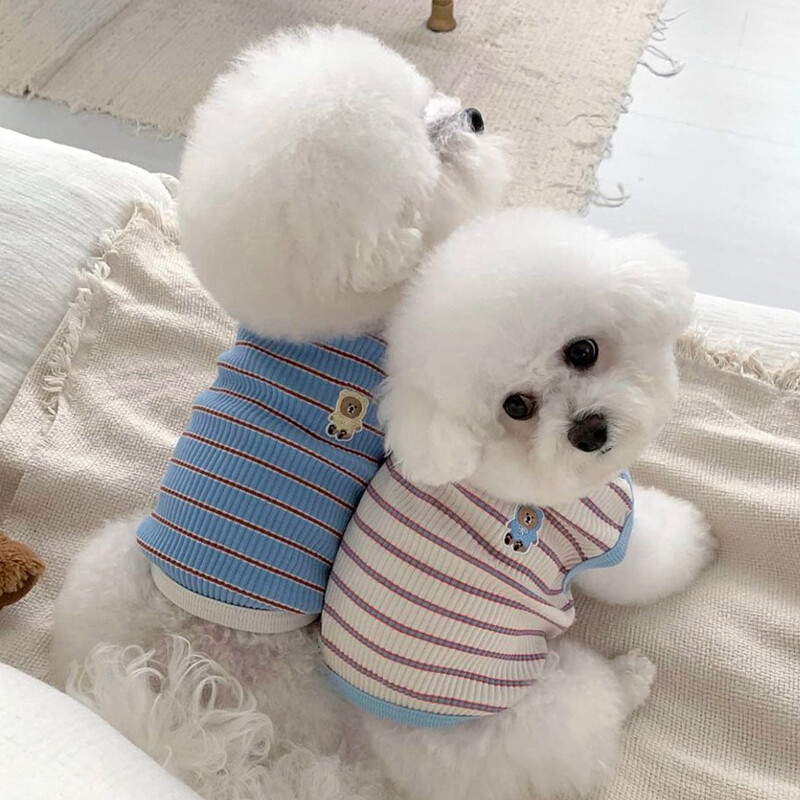 Urs cu dungi Vesta pentru animale de companie Haine cool pentru câini de vară Bichon Frise Pomeranian Pulover casual Teddy drăguț haine cu două picioare