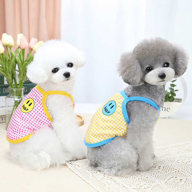 Šuniuko vasariniai drabužiai Čihuahua Jorkšyro šunų drabužiai 2024 m. šunų liemenė naminiams gyvūnėliams mergaičių šunų kostiumas languotas šunų sijonas su petnešomis, nauji drabužiai