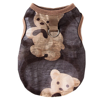 Куче Pet Sleeveless Mesh Bear Traction Vest Котка Дишаща тънка плюшена Pet Dog Cooling Vest за кучета Летни дрехи