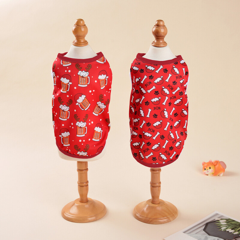 Haine pentru câini Tricou de Crăciun pentru animale de companie pentru câini de talie mică, mijlocie, pisici, vară, respirabil, moale, confortabil, vestă pentru cățeluș, haine pentru chihuahua ținute pentru câini