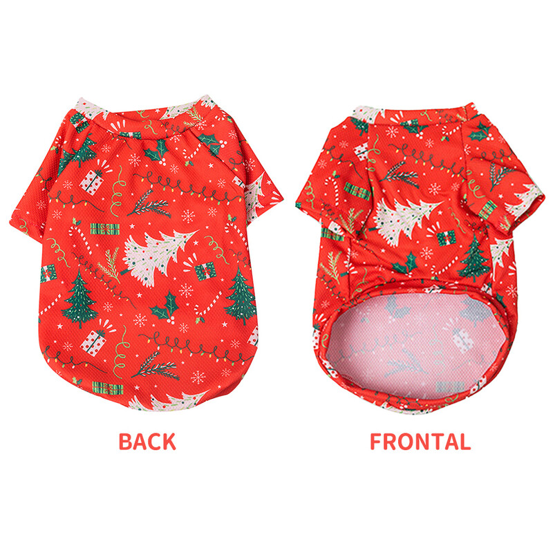 Ziemassvētku kokvilnas mājdzīvnieku apģērbi Suņu apģērbi maziem un vidējiem suņiem Vestes krekls Jaungada kucēna suņa kostīms Čivavas mājdzīvnieku vestes krekls