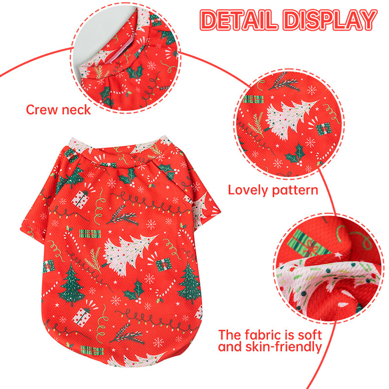 Ziemassvētku kokvilnas mājdzīvnieku apģērbi Suņu apģērbi maziem un vidējiem suņiem Vestes krekls Jaungada kucēna suņa kostīms Čivavas mājdzīvnieku vestes krekls