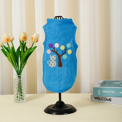 Vasaras modes pludmales stila apdruka, elpojoša, vēsa kokvilnas ērta suņu veste mētelis mājdzīvnieku apģērbs