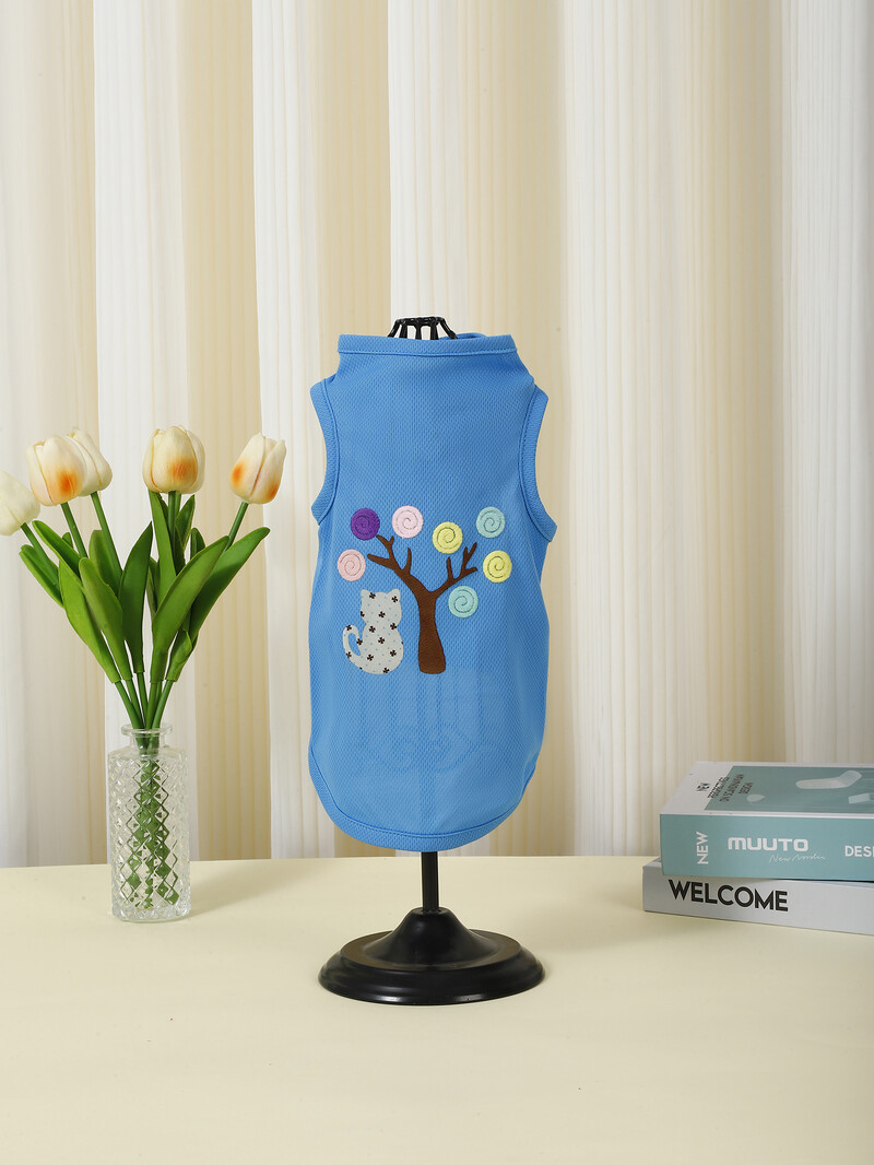 Vasaras modes pludmales stila apdruka, elpojoša, vēsa kokvilnas ērta suņu veste mētelis mājdzīvnieku apģērbs