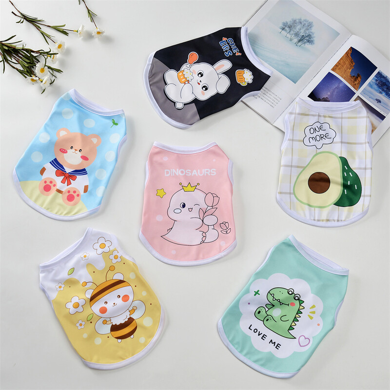 Vasaros šuniuko liemenė mažiems šunims Gyvūnai Spausdinti Drabužiai naminiams gyvūnėliams Jorkšyro šnaucerio mopso marškinėliai maskotai Kostiumas ropa para perro