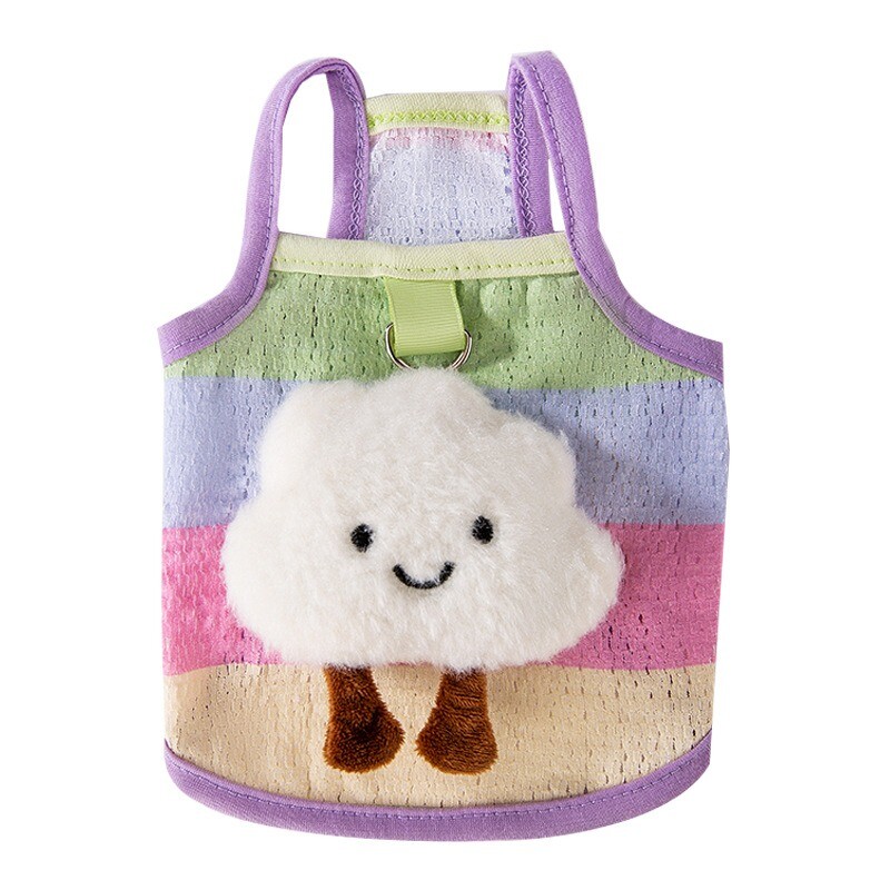 Vaivorykštės juostiniai šunų drabužiai nuo plaukų slinkimo, vasarinė, kvėpuojanti megztinė, bikinio marškinėliai.