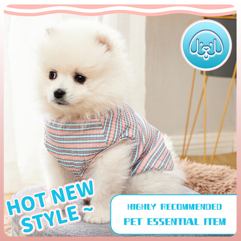 Vară, drăguț, cu dungi, cățeluș, din bumbac, vestă ocazională pentru animale de companie, îmbrăcăminte confortabilă pentru câini, tricou răcoritor, respirabil, îmbrăcăminte pentru câini