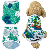 Havajų paplūdimio stiliaus vasariniai naminių gyvūnėlių liemenių drabužiai mažiems šunims, kvėpuojantys šuniuko kačiuko marškinėliai Prancūzų buldogo čihuahua kostiumas