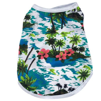 Havajų paplūdimio stiliaus vasariniai naminių gyvūnėlių liemenių drabužiai mažiems šunims, kvėpuojantys šuniuko kačiuko marškinėliai Prancūzų buldogo čihuahua kostiumas