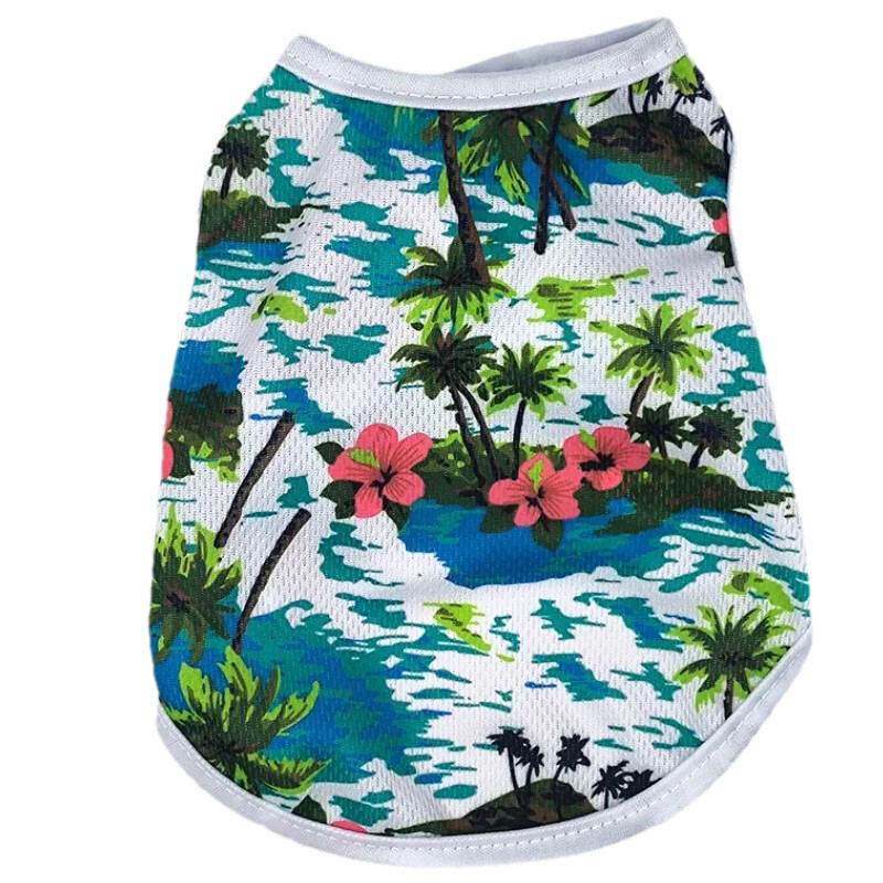 Havajų paplūdimio stiliaus vasariniai naminių gyvūnėlių liemenių drabužiai mažiems šunims, kvėpuojantys šuniuko kačiuko marškinėliai Prancūzų buldogo čihuahua kostiumas