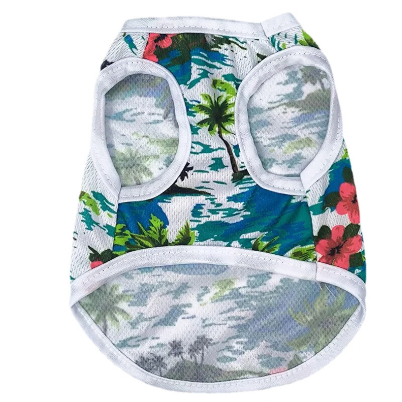 Havajų paplūdimio stiliaus vasariniai naminių gyvūnėlių liemenių drabužiai mažiems šunims, kvėpuojantys šuniuko kačiuko marškinėliai Prancūzų buldogo čihuahua kostiumas