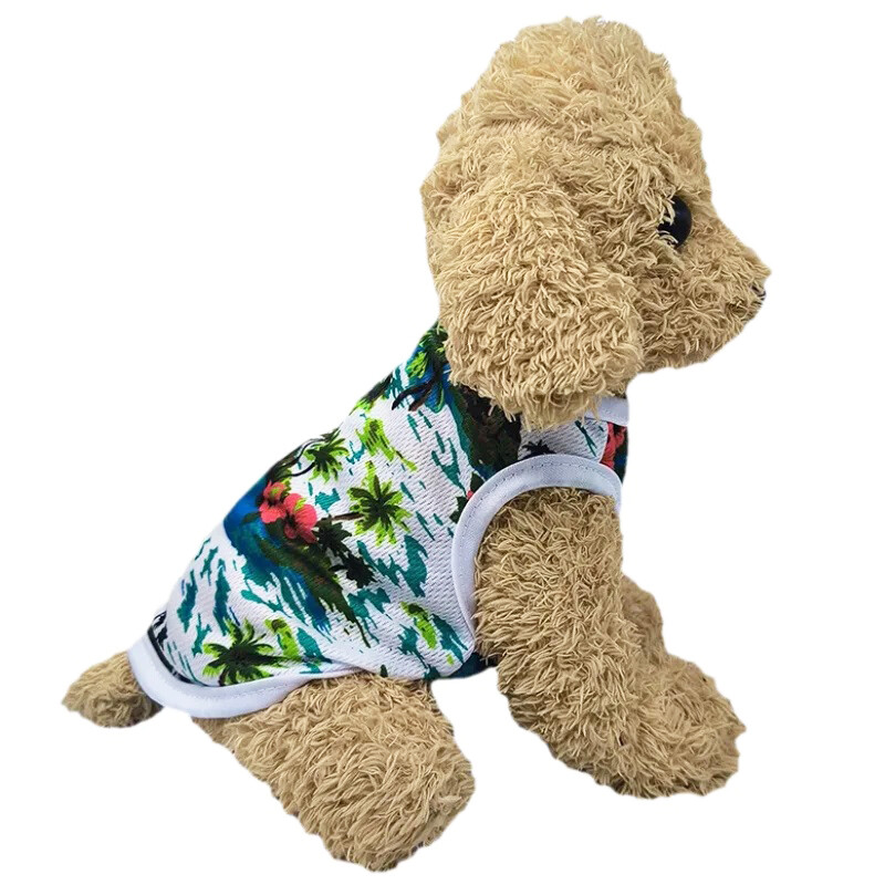 Havajų paplūdimio stiliaus vasariniai naminių gyvūnėlių liemenių drabužiai mažiems šunims, kvėpuojantys šuniuko kačiuko marškinėliai Prancūzų buldogo čihuahua kostiumas