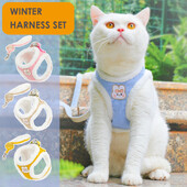 Storo vilnonio šuns pavadėlio komplektas prancūzų buldogui žiemai šilta, tvirta liemenė, trauka, 120 cm rankena lauke vaikščiojanti katės grandinė