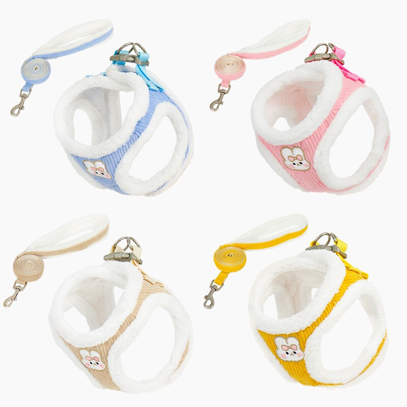 Storo vilnonio šuns pavadėlio komplektas prancūzų buldogui žiemai šilta, tvirta liemenė, trauka, 120 cm rankena lauke vaikščiojanti katės grandinė