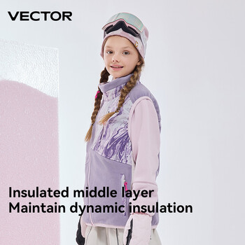 VECTOR Παιδιά Αγόρι και κορίτσι Χρώμα Clash Fleece Γιλέκο Mid Layer Warmth Lock Ζεστό γρήγορο στέγνωμα σκι Υπαίθριο αθλητικό σκι Πεζοπορία